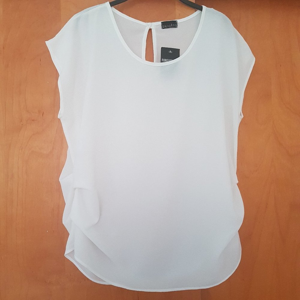 Forever 21 Ivory Short Sleeve Top, Size 1XL - NWT